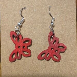 Red Dangling Butterfly Earrings